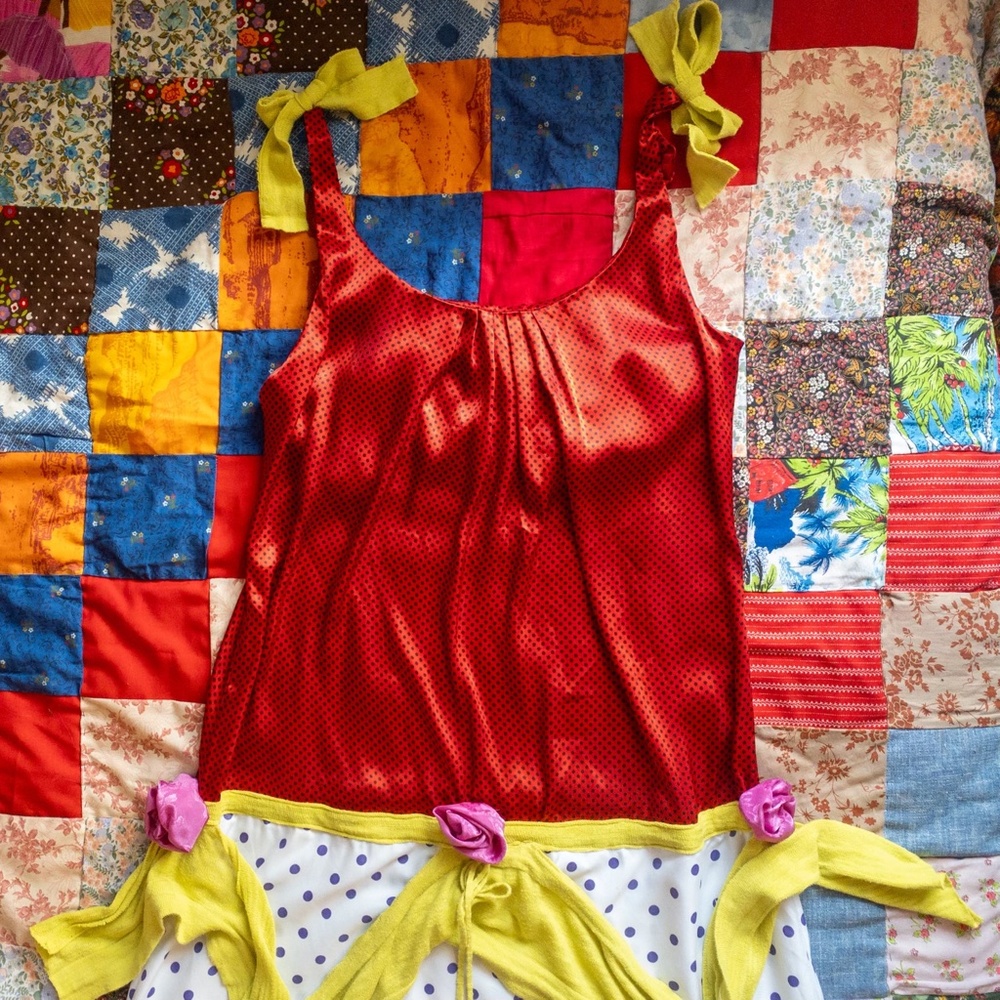 handmade upcyled drop waist maxi dress. - Picture 2 of 4